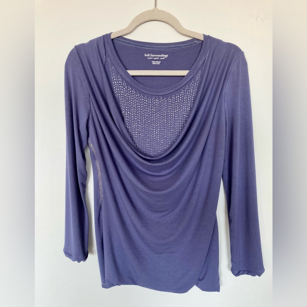 Soft Surroundings - Soft Stretchy Top with Embellished Neckline